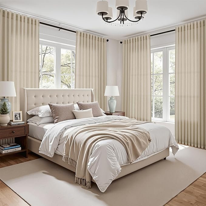 Nanspring Eggshell Beige Curtains 108 Inches Long - Image 7