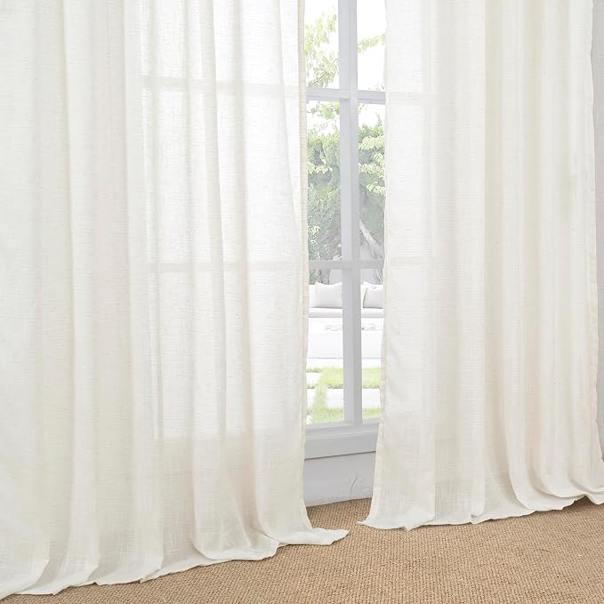 BGment Linen Semi Sheer Curtains 63 Inch Length - Image 8