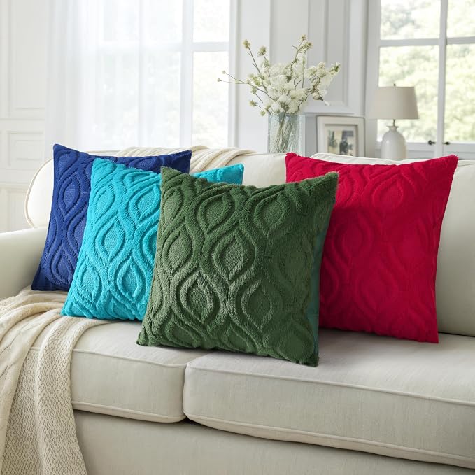 decorUhome Summer Throw Pillow Covers 22x22 Inch Set of 2, Soft Plush Faux Wool - Image 5