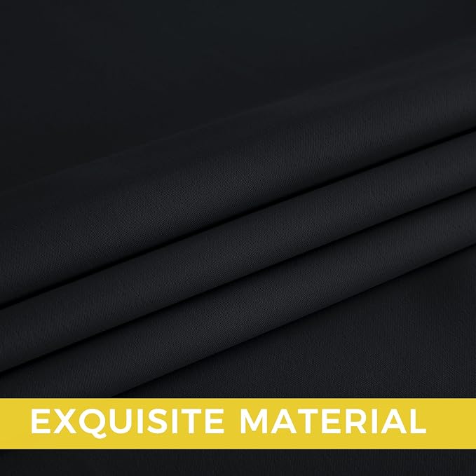 NICETOWN Room Darkening Draperies Curtains Panels, 2 Panels Black W52 x L84 - Image 7