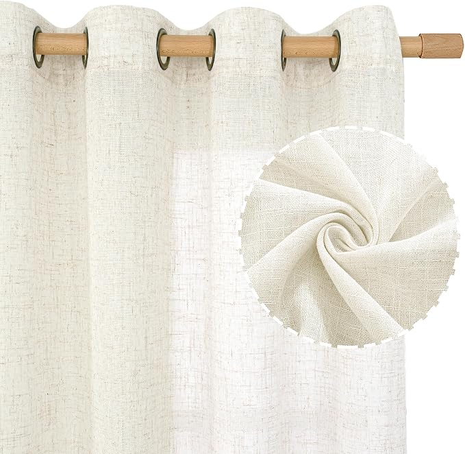 LAMIT Cream Sheer Linen Curtains - Image 2