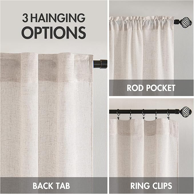 MIULEE White Linen Curtains 96 Inch Long - Image 3