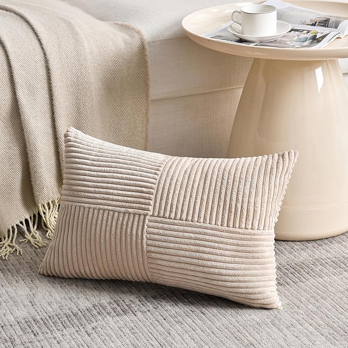 Fancy Homi 2 Packs Tan Lumbar Decorative Throw Pillow Covers 16x26 Inch - Image 2
