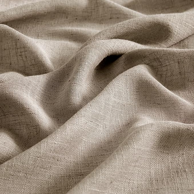 MIULEE Taupe Grey Linen Curtains 45 Inch Length 2 Panels - Image 4