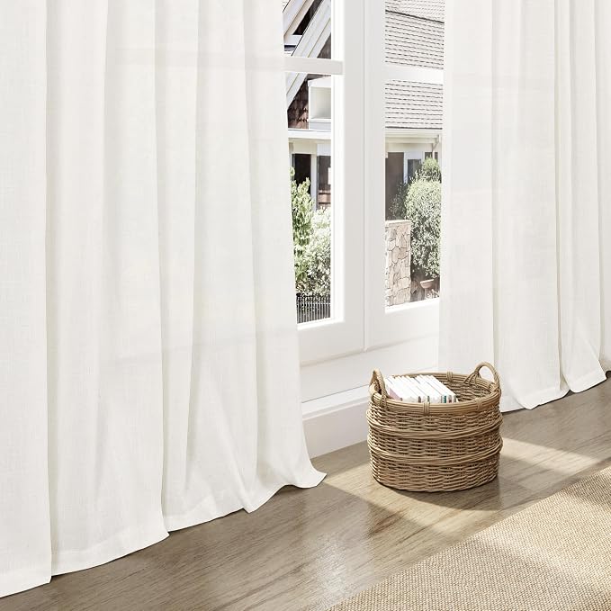 Nanspring Neutral Linen Curtains 63 Inch Length - Image 5