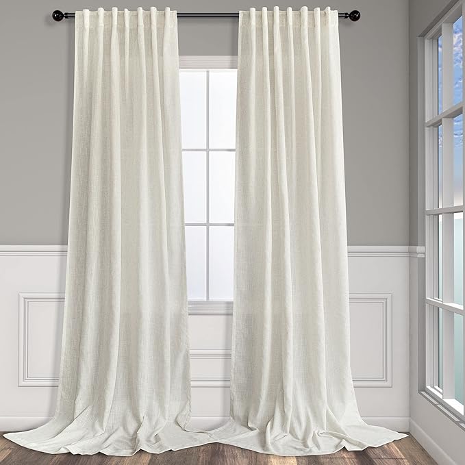 Ptialk Cream Linen Curtains 80 Inch Length by Pitalk