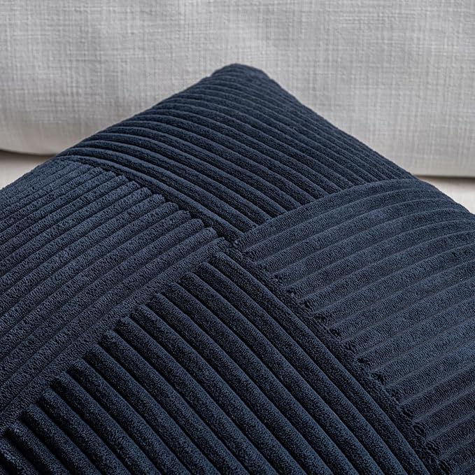 Fancy Homi 2 Packs Navy Blue Lumbar Decorative Throw Pillow Covers 12x20 Inch - Image 3