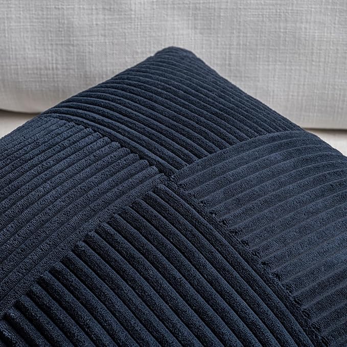 Fancy Homi 2 Packs Navy Blue Euro Decorative Throw Pillow Covers 26x26 Inch - Image 3