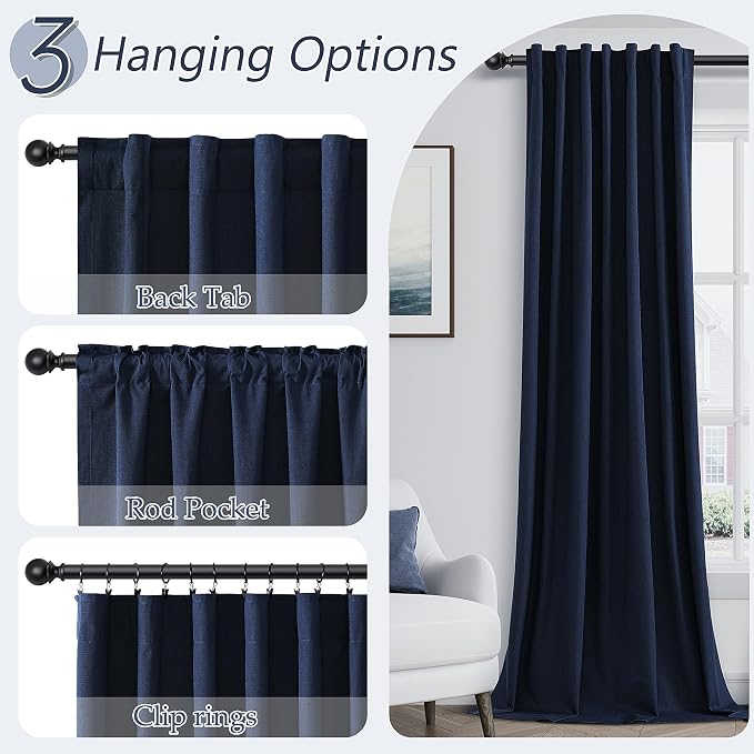 Guken Navy Blue 100% Blackout Curtains 72 Inch Length 2 Panels Set - Image 6