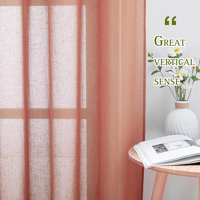 NICETOWN Semi Sheer Linen Patio Curtains - Image 2