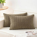 Pack of 2 Corduroy Decorative Throw Pillow Covers 12x24 Inch Soft Striped by Unknown