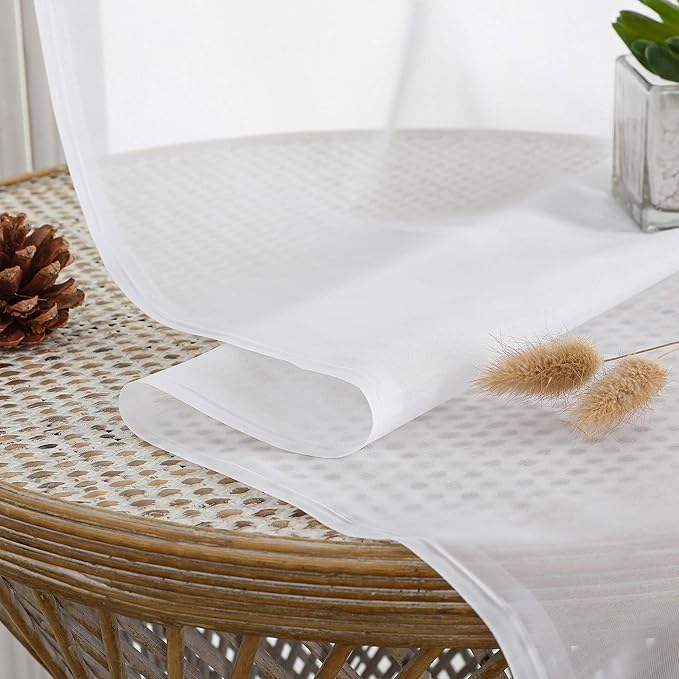 OWENIE Sheer White Curtains 84 Inch Length 2 Panels Set - Image 5