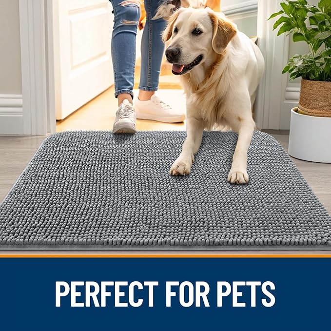 OLANLY Dog Door Mat for Muddy Paws 50x30, Absorbs Moisture and Dirt, Absorbent - Image 6