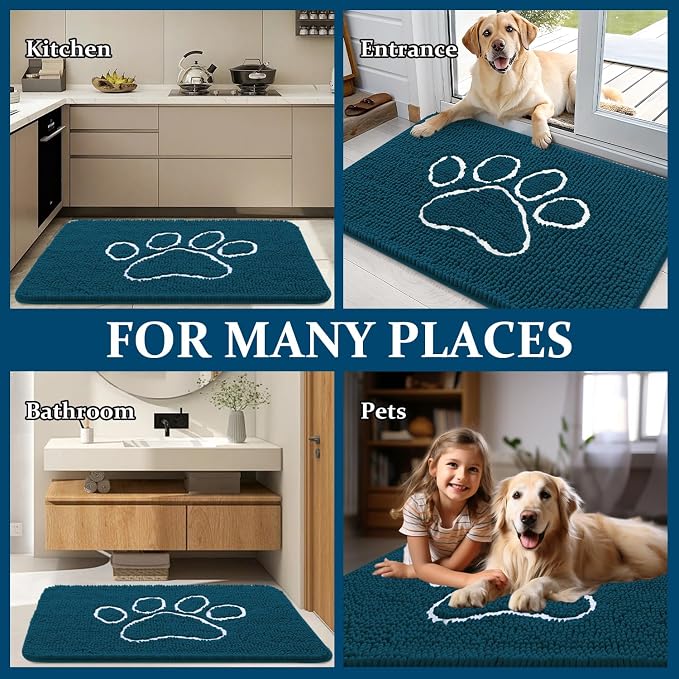 OLANLY Dog Door Mat for Muddy Paws 59x24, Paw Print Design, Absorbs Moisture - Image 8