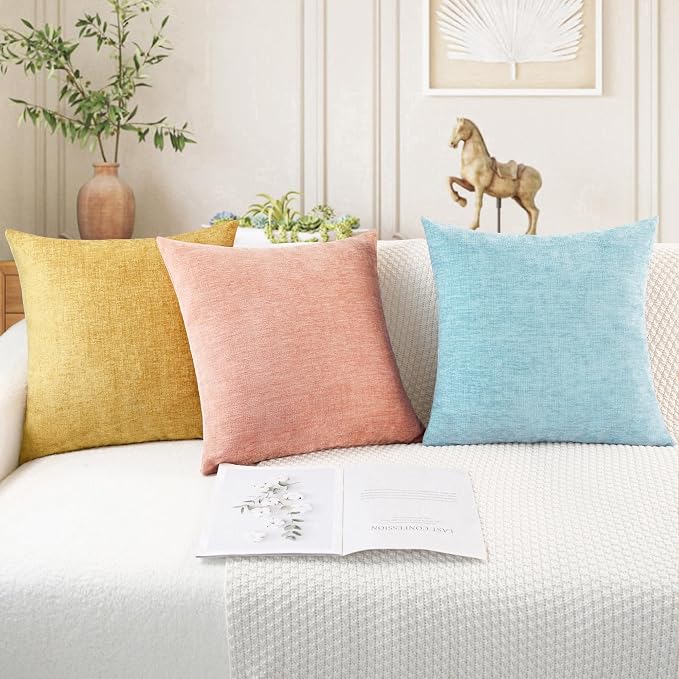 CaliTime Throw Pillow Covers Decorative 18 X 18 Inches Pack of 4 Cozy Chenille - Image 5