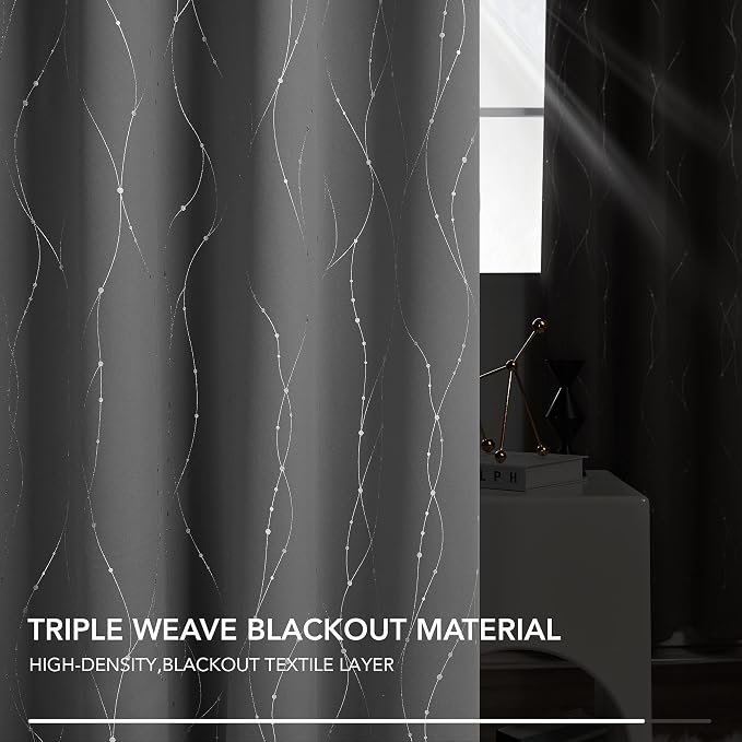 Deconovo Grey Blackout Curtains, Room Darkening Thermal Insulated Noise - Image 6