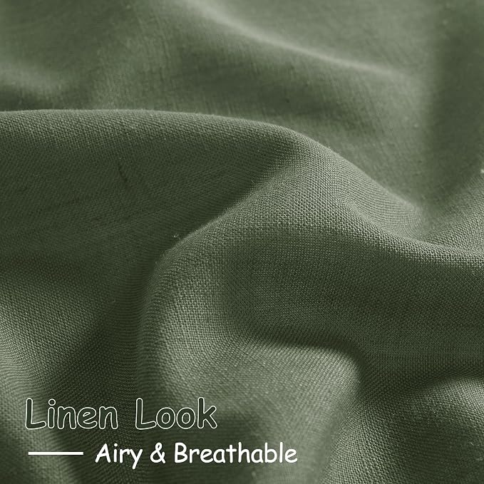 Nanspring Olive Green Linen Curtains - Image 5