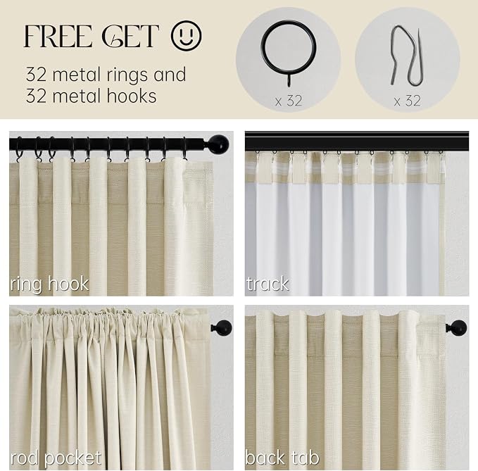Topfinel 100 Inch Long Ivory White Black Out Custom Drapery Panels, Ceiling - Image 5