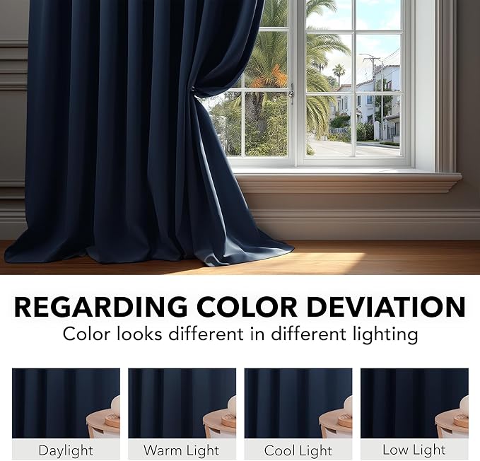 Deconovo Blackout Curtains, Thermal Insulated, W38 x L45 2 Panels, Back Tab - Image 6