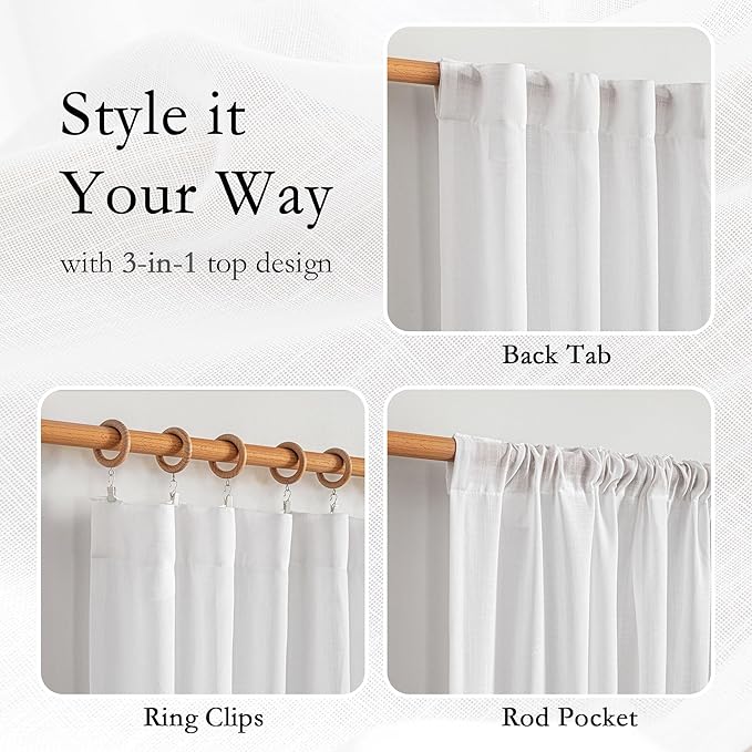 MYSKY HOME White Curtains 95 Inches Long - Image 4