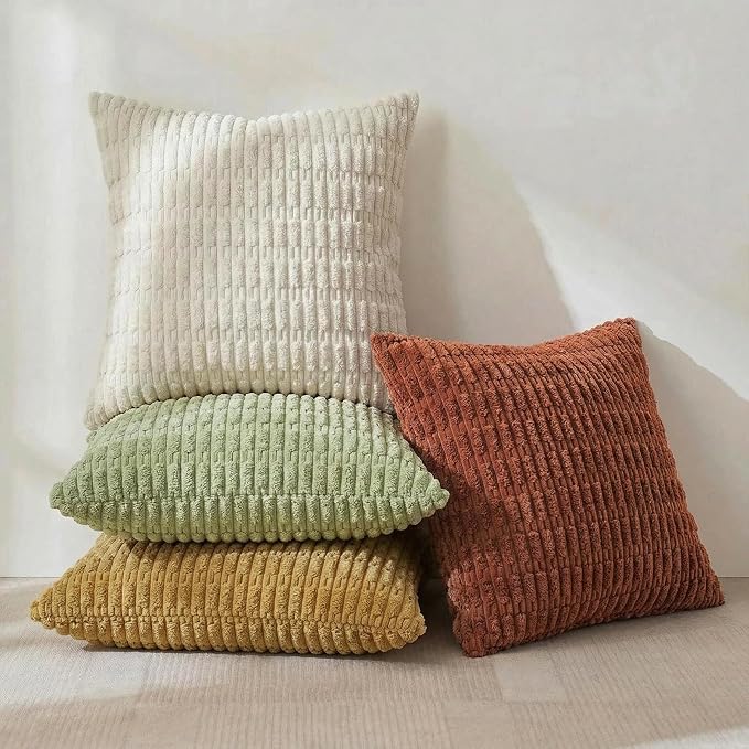 Fancy Homi 4 Packs Boho Fall Small Decorative Throw Pillow Covers 12x12 Inch - Image 2