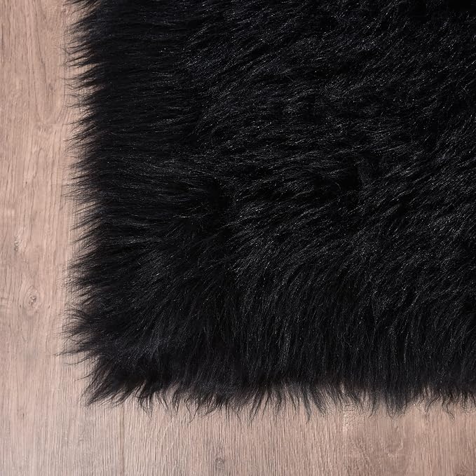 Goolela Black Fluffy Runner Rug 2x6 - Image 6