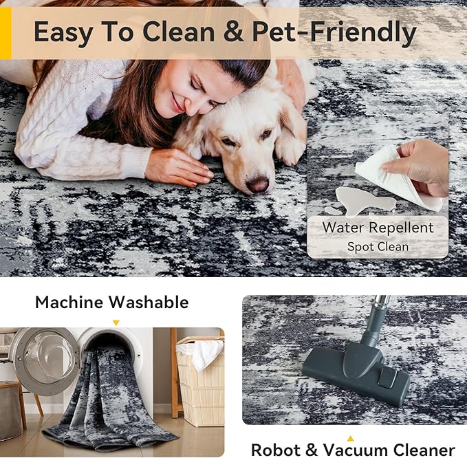 Washable Area Rugs 4'x6' Non-Slip Modern Abstract Soft - Image 5
