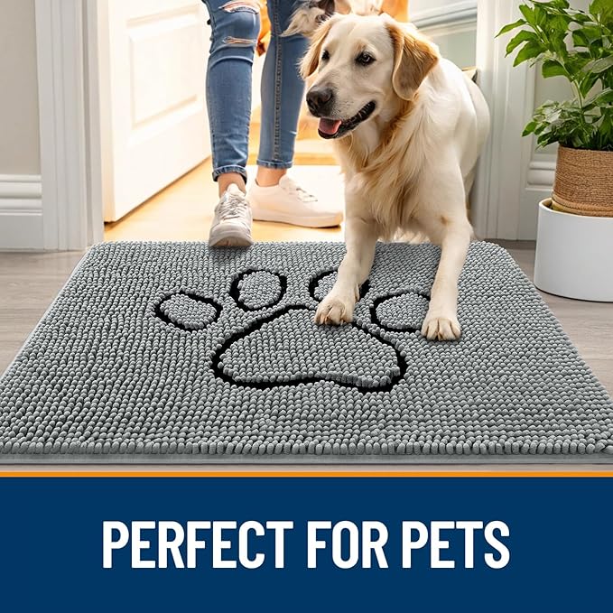 OLANLY Dog Door Mat for Muddy Paws 30x20, Paw Print Design, Absorbs Moisture - Image 6