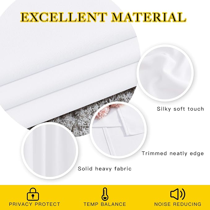 NICETOWN White Kitchen Curtains 36 inches Long, Modern Design Solid Grommet - Image 4