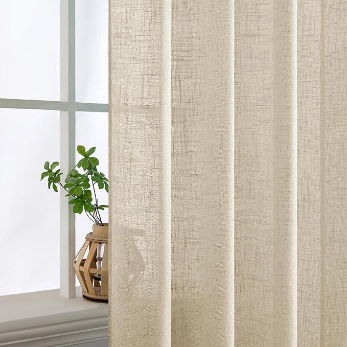 MIULEE Linen Curtains 63 Inch Length 2 Panels - Image 5