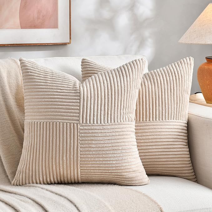 Fancy Homi 2 Packs Tan Decorative Throw Pillow Covers 20x20 Inch by Fancy+Homi