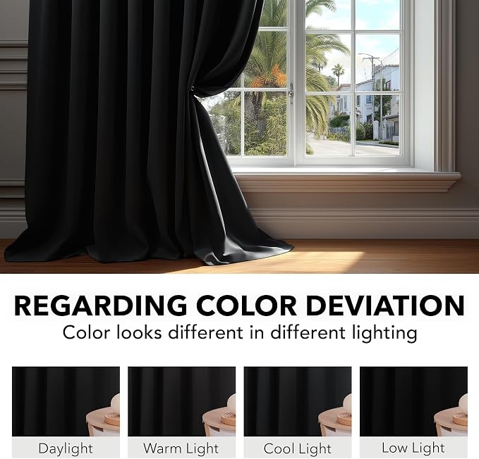 Deconovo Blackout Curtains, Thermal Insulated, W38 x L45 2 Panels, Back Tab - Image 6