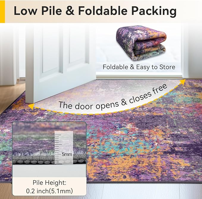 Washable Area Rugs 2'x6' Non-Slip Modern Abstract Soft - Image 8