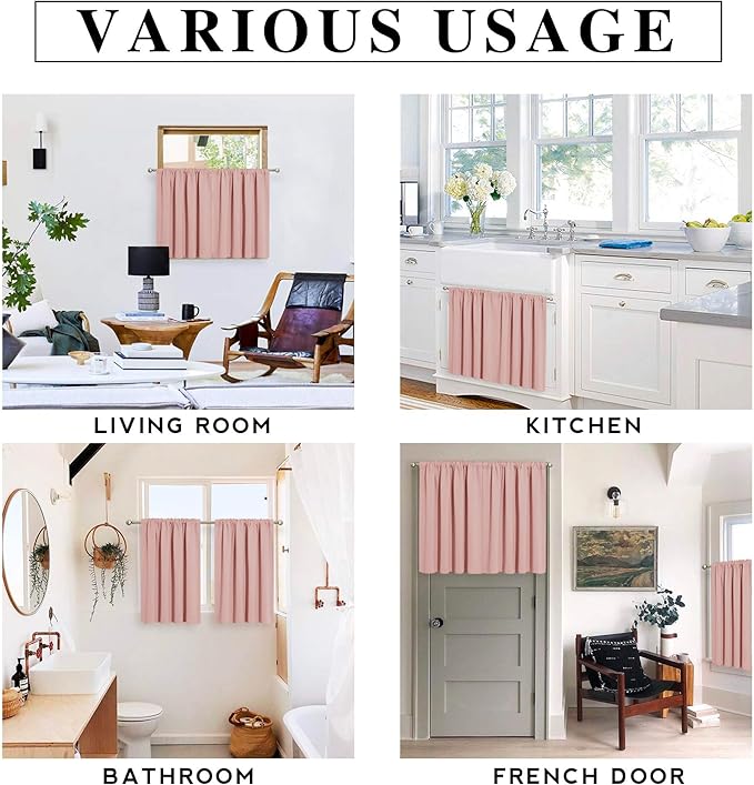 RYB HOME Kitchen Blackout Curtains Over Sink 36 inch Length, Rod Pocket Summer - Image 6