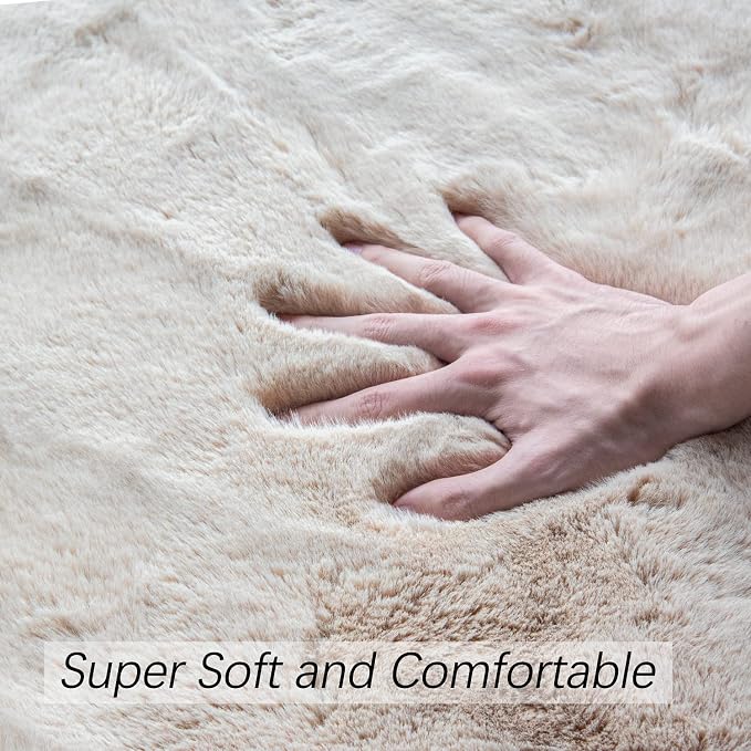 ORINOVA Light Brown Beige Fluffy Faux Fur Rugs - Image 5