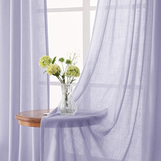 Lavender Back Tab Linen Curtains 102 Inches Length - Image 3