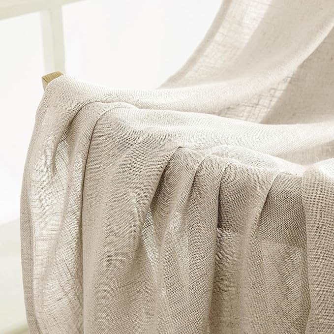 MIULEE Beige Linen Curtains 90 Inch Long 2 Panels - Image 6