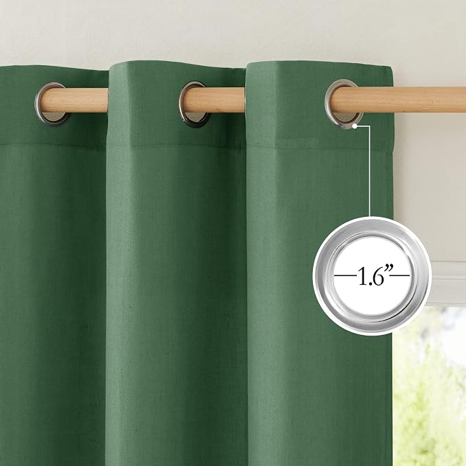 NICETOWN Olive Green Curtains 84 inch Length 2 Panels, Grommet Linen Blend - Image 4