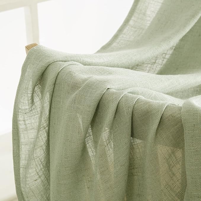 MIULEE Sage Green Linen Curtains 84 Inch Length - Image 6