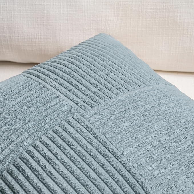 Fancy Homi Set of 2 Light Blue Decorative Throw Pillow Covers 22x22 Inch - Image 4