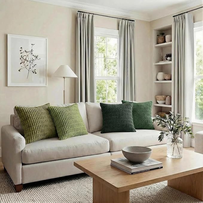 Fancy Homi Set of 4 Green Boho Winter Decorative Throw Pillow Covers 22x22 Inch - Image 6