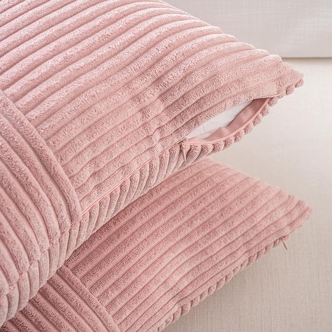 Fancy Homi 2 Packs Blush Pink Samll Decorative Throw Pillow Covers 12x12 Inch - Image 4