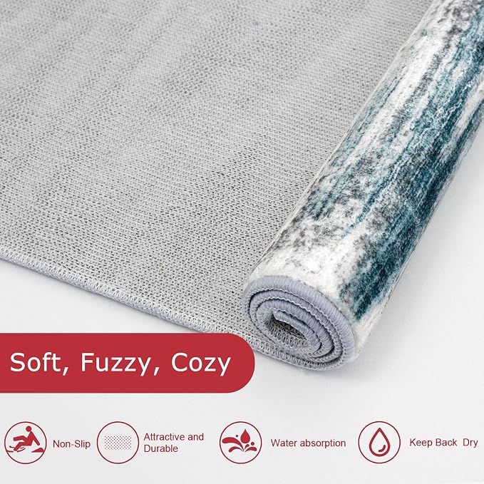 KOZYFLY Washable Area Rug 5x7 Modern Ombre Living Room Thin Rug Non-Slip Soft - Image 6