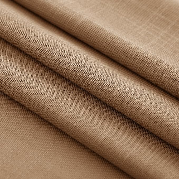 Brown Curtains for Living Room Back Tab Modern Farmhouse Semi Sheer Curtains 90 - Image 5