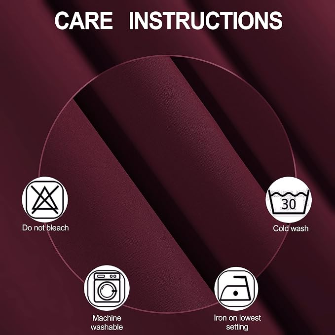 LEMOMO Blackout Curtains 66 x 84 inch/Burgundy Red Curtains Set of 2 - Image 4