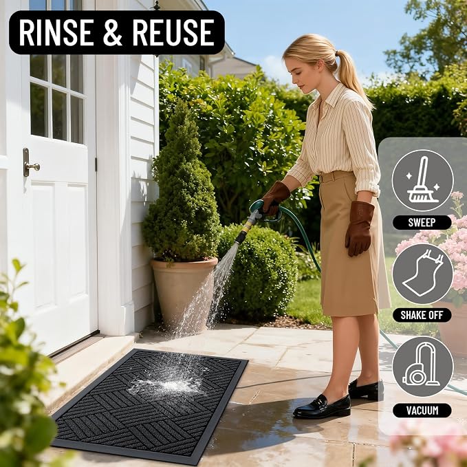 OLANLY Front Door Mat Outside Entrance 59x34, Heavy Duty Sturdy Natural Rubber - Image 7