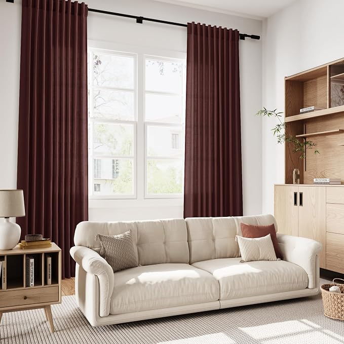 Reddish Brown Linen Curtains 72 Inch Long - Image 7