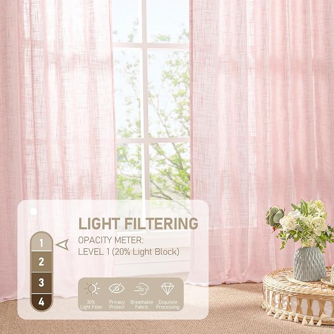 LAMIT Sheer Linen Curtains 63 Inch - Image 4