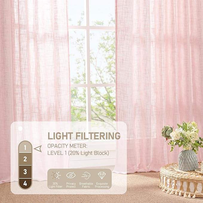 LAMIT Linen Curtains for Living Room 84 inch Length 2 Panels, Light Filtering - Image 4