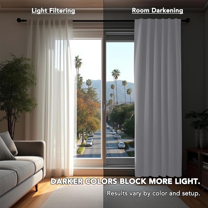 Deconovo Blackout Curtains, Thermal Insulated, W70 x L108 2 Panels, Back Tab - Image 3